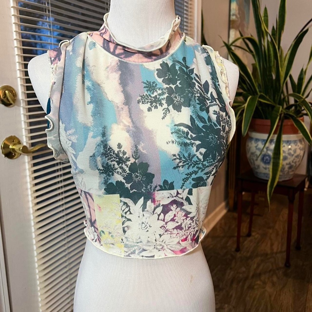 Free People Movement tank top with attached blue bralette